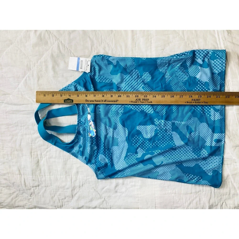 New Nike Tankini Swim Top XL Girls Light Blue Fury Optic Camo Crossback